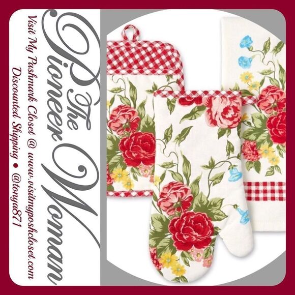 The Pioneer Woman Other - 🦋 New Pioneer Woman Sweet Rose 3-Piece Kitchen Set